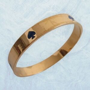 Kate Spade Gold Tone Royal Blue Enamel Spade Logo Bangle Vintage 0037